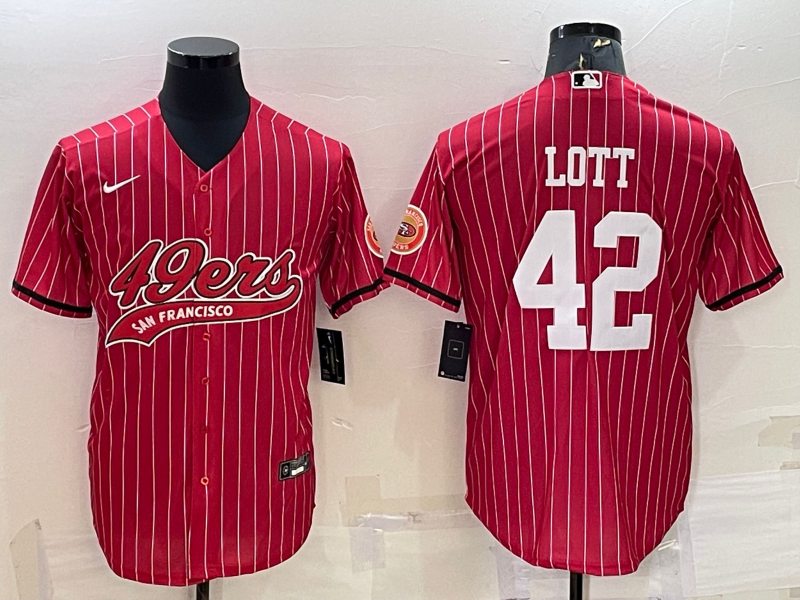 Men's San Francisco 49ers Ronnie Lott #42 Red Player Jersey1 Joint Edition