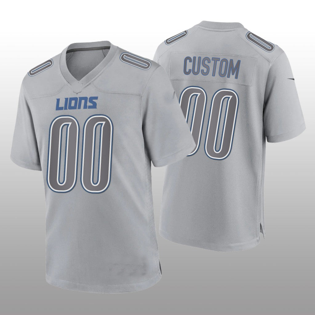 Custom1 Detroit Lions Gray Game Atmosphere Jersey1 Stitched American Football Jerseys