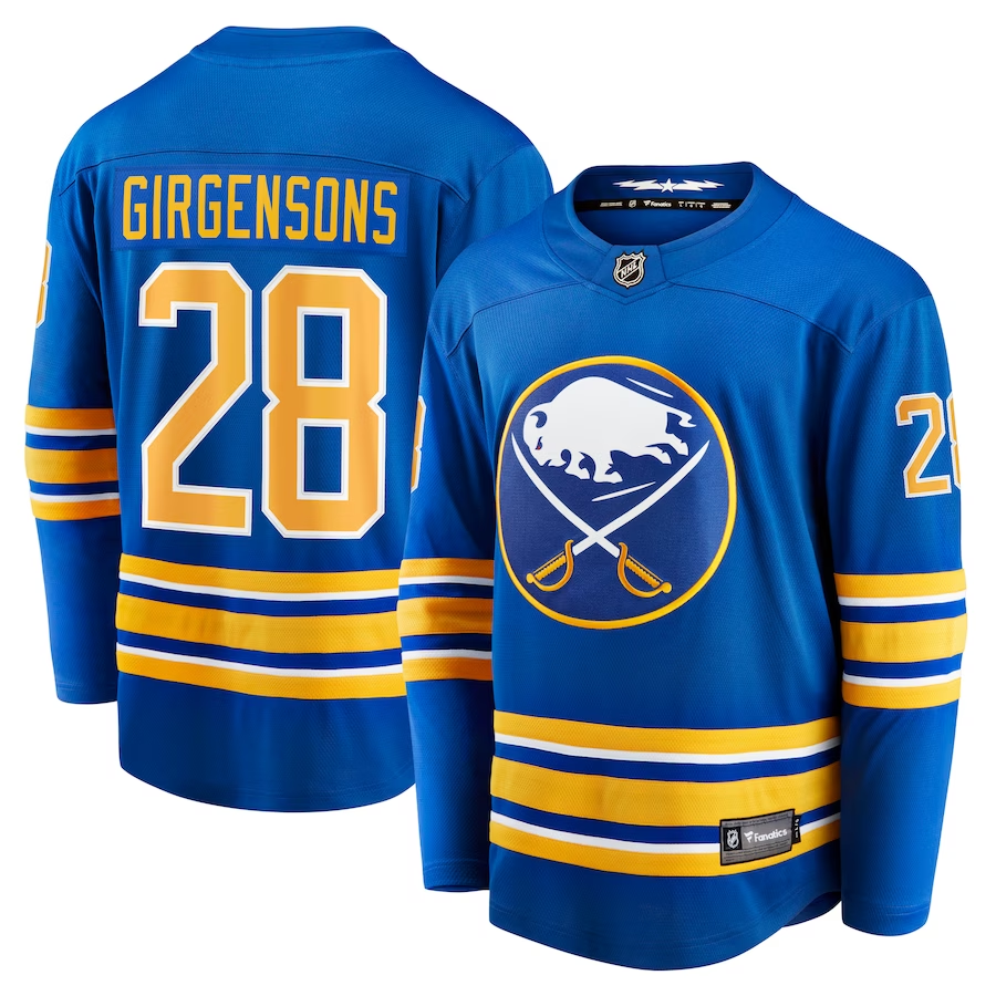 Zemgus Girgensons #28 Buffalo Sabres Royal Replica Player Jersey - JerseysFreak