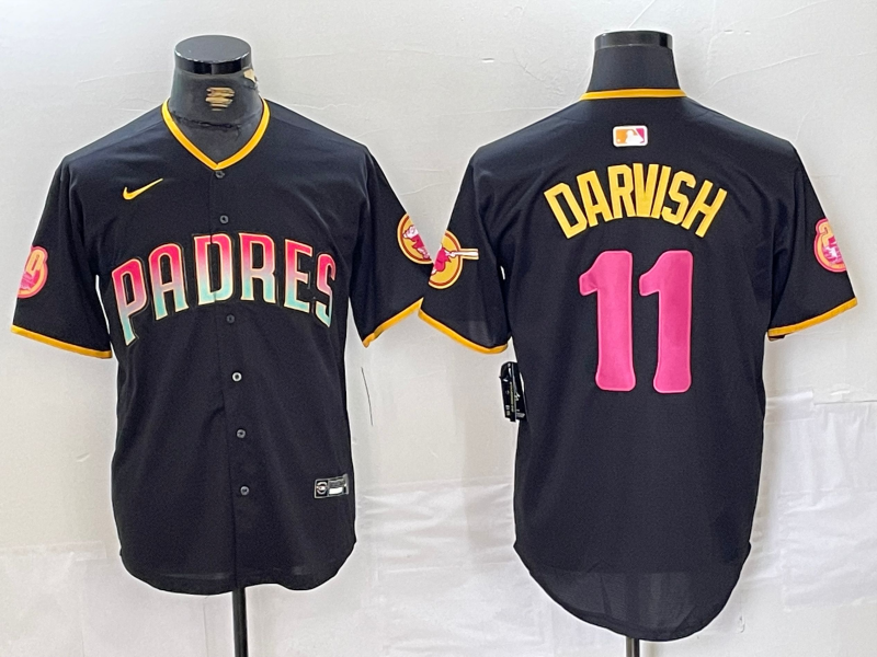 Men's San Diego Padres Yu Darvish #11 Black Replica Player Jersey1