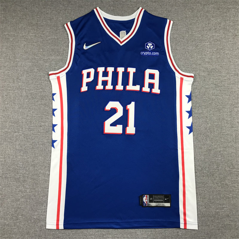 Men's Philadelphia 76ers Joel Embiid #21 Blue Swingman Jersey1 - Icon Edition