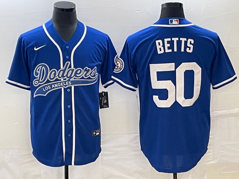 Men's Los Angeles Dodgers Mookie Betts #50 Royal Player Jersey1 Joint Edition