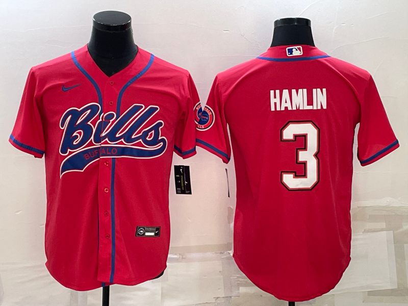 Men's Buffalo Bills Damar Hamlin #3 Red Game Jersey1 Joint Edition