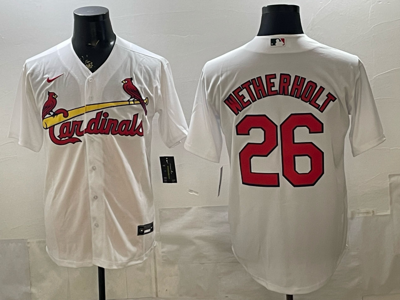 Men's St. Louis Cardinals JJ Wetherholt #26 White Home Replica Jersey