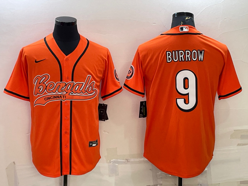 Men's Cincinnati Bengals Joe Burrow #9 Orange Fashion Game Jersey1
