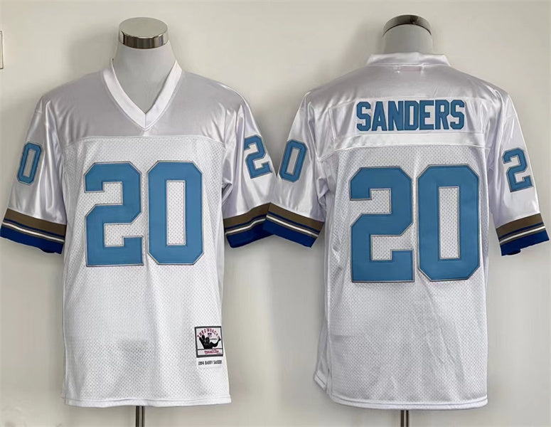 Men's Detroit Lions Barry Sanders Mitchell & Ness White Legacy Replica Jersey1