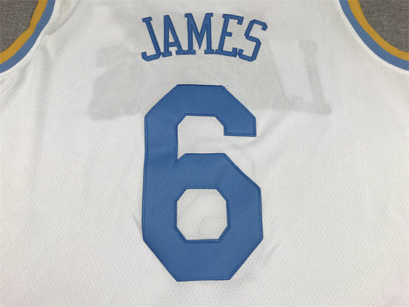 Men's Los Angeles Lakers LeBron James #6 White 2022/23 Swingman Jersey1 - Classic Edition