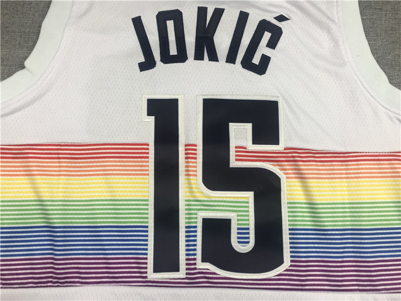 Men's Denver Nuggets Nikola Jokic #15 NBA White Swingman Jersey1 - Reward version