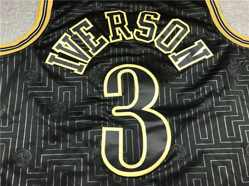 Men's Philadelphia 76ers Allen Iverson Black 2000-01 Hardwood Classics Jersey1