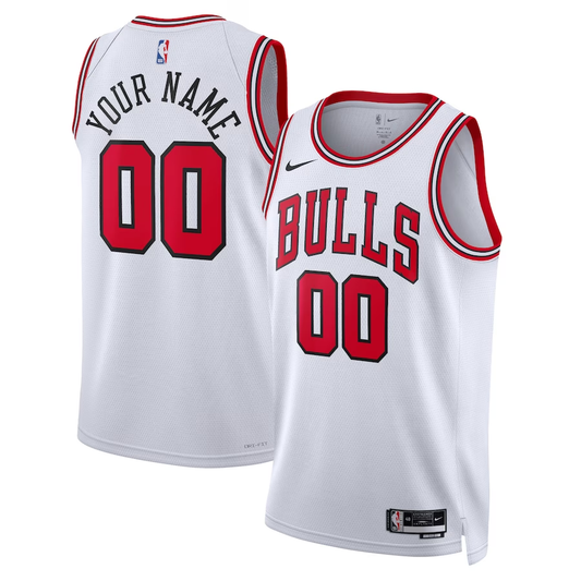 Men's Chicago Bulls White Swingman Custom Jersey1 - Association Edition