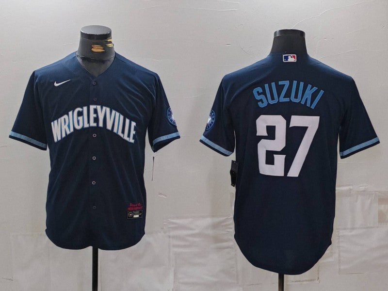 Men's Chicago Cubs Seiya Suzuki #27 Navy City Connect Limited Player Jersey1