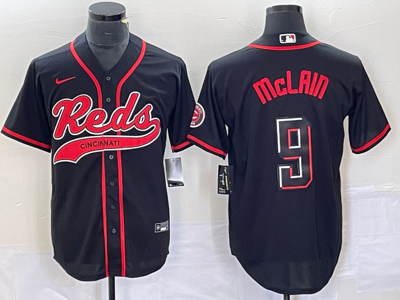 Men's Cincinnati Reds Matt McLain #9 Black Replica Player Jersey1 Joint Edition