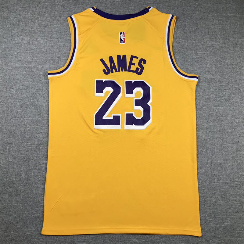 Men's Los Angeles Lakers LeBron James NBA #23 Yellow Swingman Jersey1