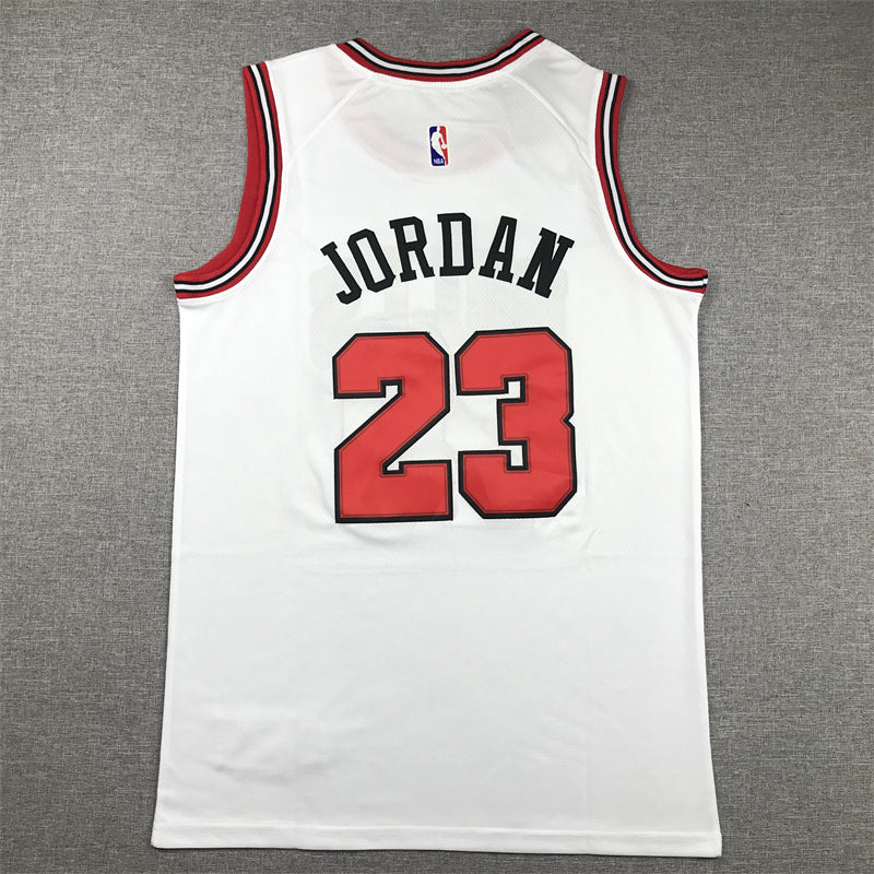 Men's Chicago Bulls Michael Jordan #23 White Fast Break Replica Player Jersey1