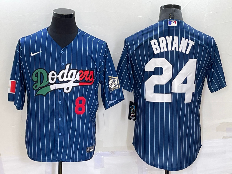 Men's Los Angeles Dodgers Kobe Bryant #8-24 Blue Game Player Jersey1