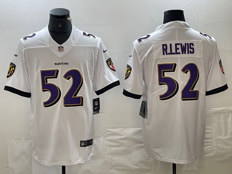 Men's Baltimore Ravens Ray Lewis #52 White Game Jersey1