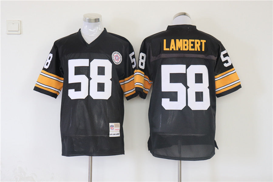 Men's Pittsburgh Steelers Jack Lambert Mitchell & Ness Black Legacy Replica Jersey1