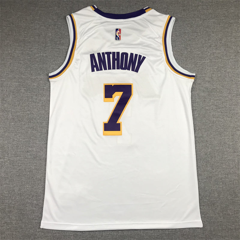 Men's Los Angeles Lakers Carmelo Anthony #7 White Fast Break Replica Jersey1