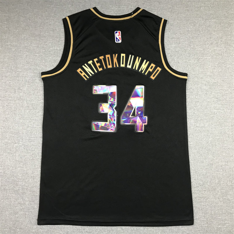 Men's Milwaukee Bucks Giannis Antetokounmpo #34 NBA Black Swingman Player Jersey1
