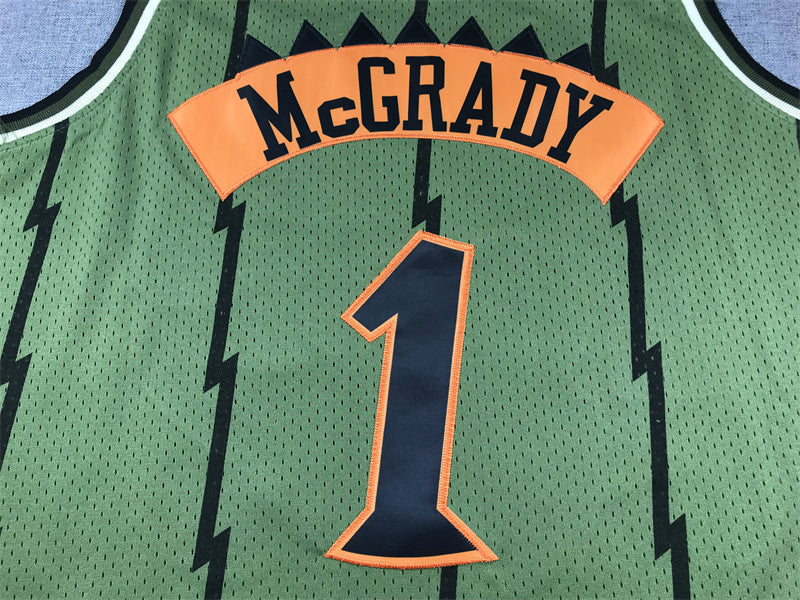 Men's Toronto Raptors Tracy McGrady #1 Army Green 1998-99 Hardwood Classics Swingman Jersey1