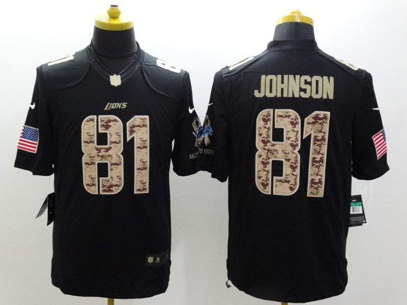Men's Detroit Lions Calvin Johnson #81 Black Game Jersey1
