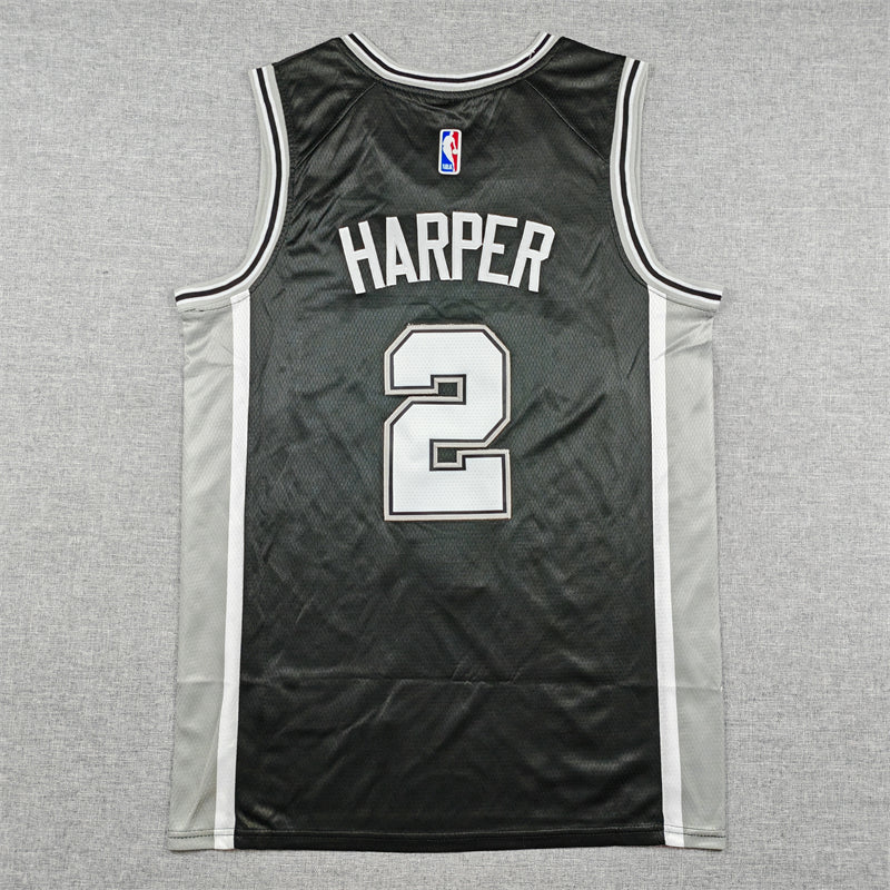 Men's San Antonio Spurs Dylan Harper #2 Black Swingman Jersey - Icon Edition