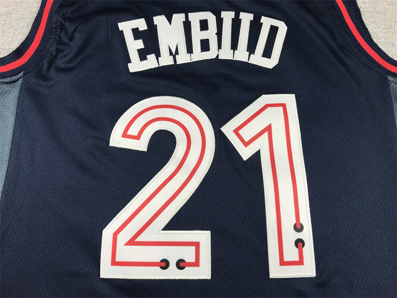 Men's Philadelphia 76ers Joel Embiid #21 Navy 2023/24 Swingman Jersey1 - City Edition