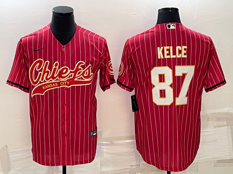 Men's Kansas City Chiefs Travis Kelce #87 Red Player Jersey1 Joint Edition