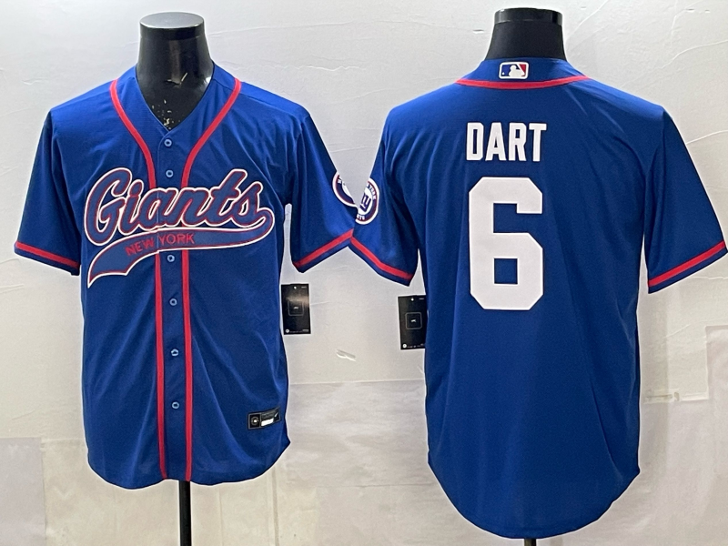Men's New York Giants Jaxson Dart #6 Royal Game Jersey