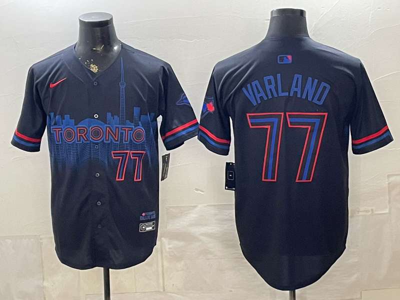 Men's Toronto Blue Jays Louis Varland #77 Black 2024 City Connect Limited Player Jersey