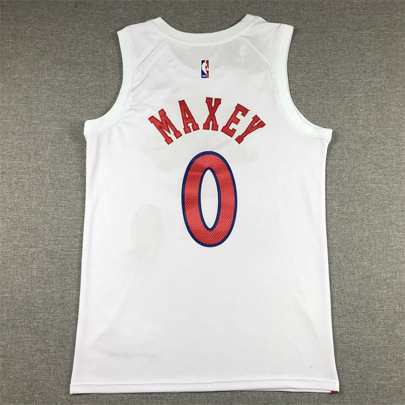 Men's Philadelphia 76ers Tyrese Maxey #0 White 2022/23 Swingman Jersey1 - City Edition