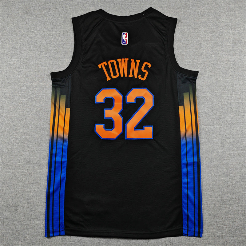 Men's New York Knicks Karl-Anthony Towns #32 Black Game Jersey - Statement Edition