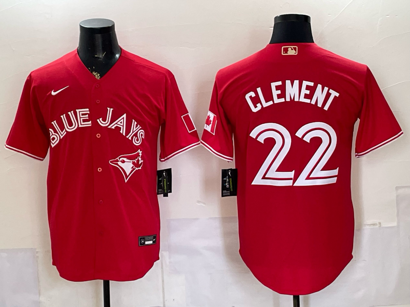 Men's Toronto Blue Jays Ernie Clement #22 Red Canada Day Replica Jersey