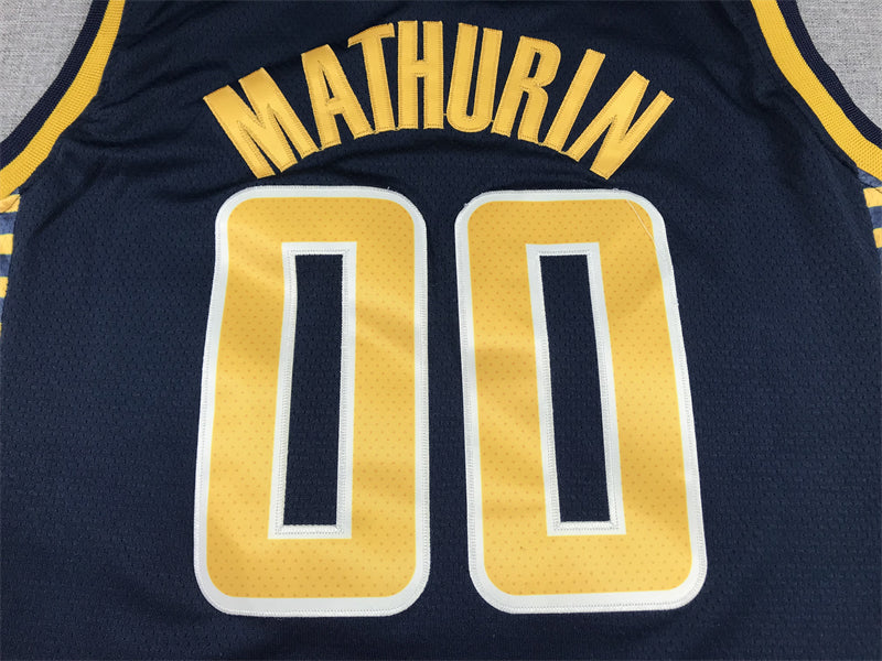 Men's Indiana Pacers Bennedict Mathurin #00 Navy Fast Break Replica Jersey1 - Icon Edition
