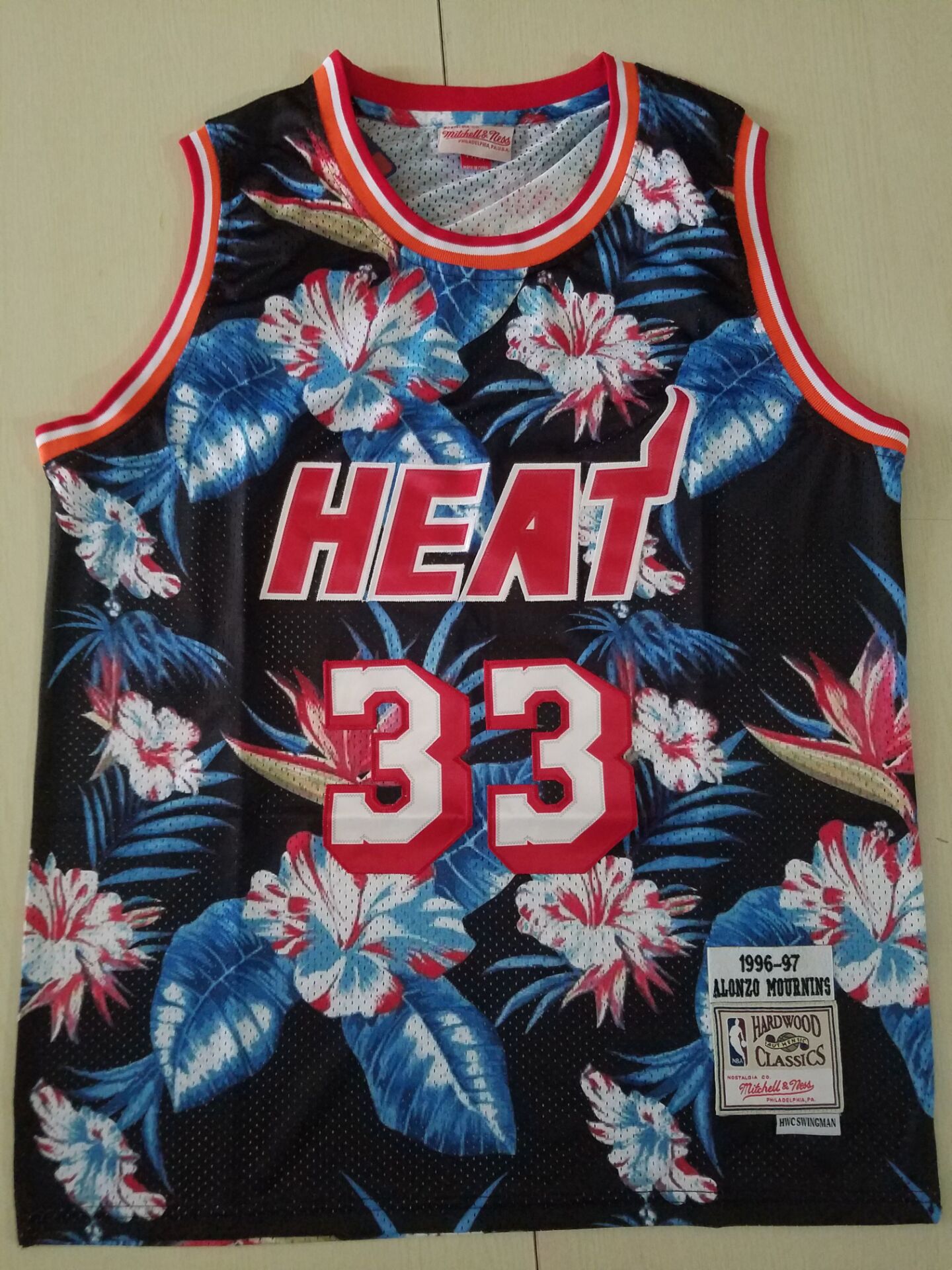 Men's Miami Heat Alonzo Mourning 1996-97 Hardwood Classics Swingman Jersey1