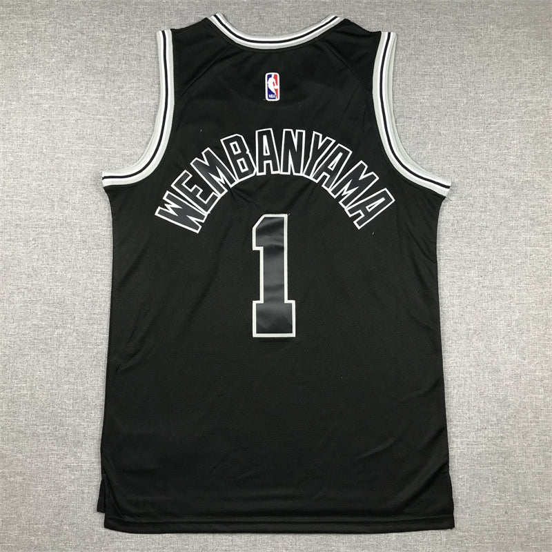 Men's San Antonio Spurs Victor Wembanyama #1 Black 2022/23 Swingman Jersey1 - Classic Edition