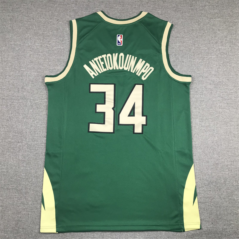 Men's Milwaukee Bucks Giannis Antetokounmpo #34 Green Swingman Jersey1