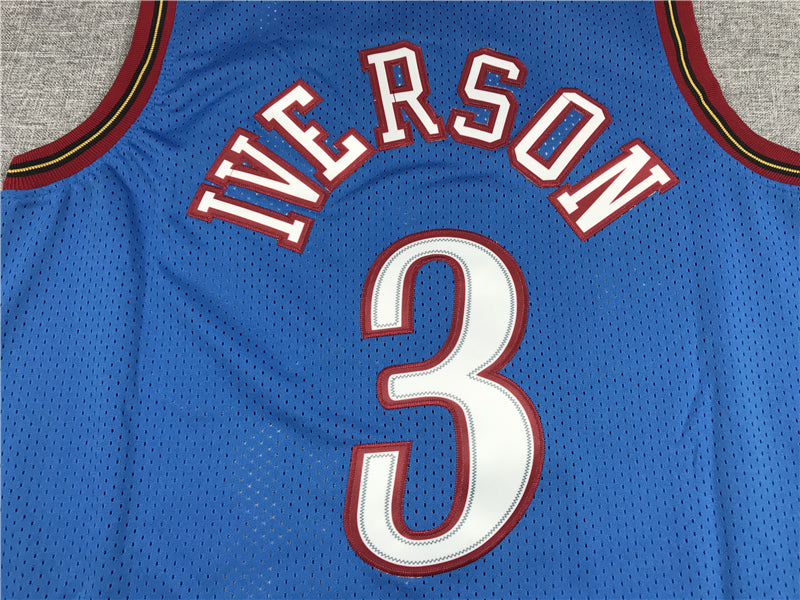 Men's Philadelphia 76ers Allen Iverson #3 Blue Swingman Jersey1