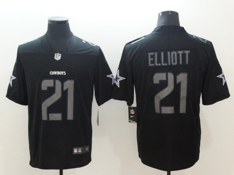 Men's Dallas Cowboys Ezekiel Elliott #21 Black Team Game Jersey1