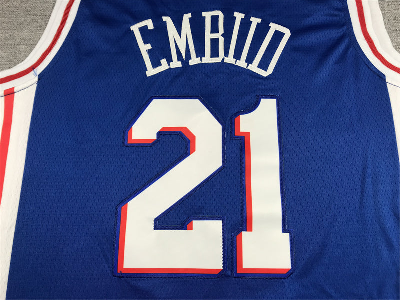 Men's Philadelphia 76ers Joel Embiid #21 Blue Swingman Jersey1 - Icon Edition