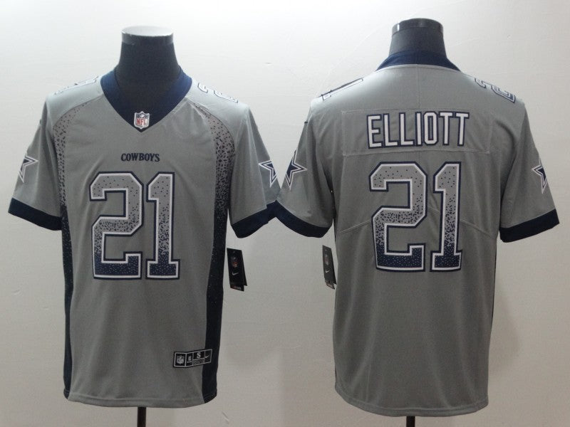 Men's Dallas Cowboys Ezekiel Elliott #21 Gray Authentic Game Jersey1