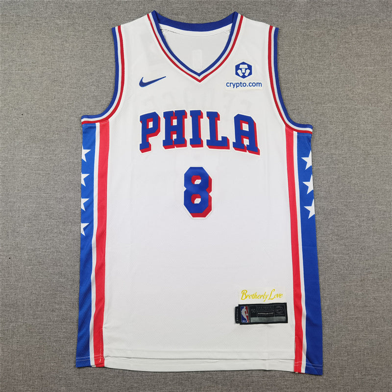 Men's Philadelphia 76ers Paul George #8 White Swingman Jersey1 - Association Edition