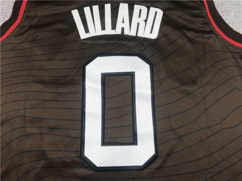 Men's Portland Trail Blazers Damian Lillard Brown Swingman Jersey1 City Edition