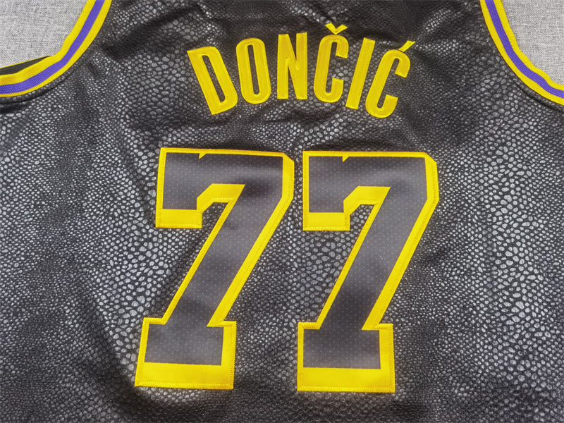 Men's Los Angeles Lakers Luka Doncic #77 Black Swingman Jersey1