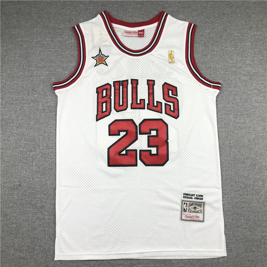 Men's Chicago Bulls Michael Jordan #23 White 1998 All Star Hardwood Classics Authentic Jersey1
