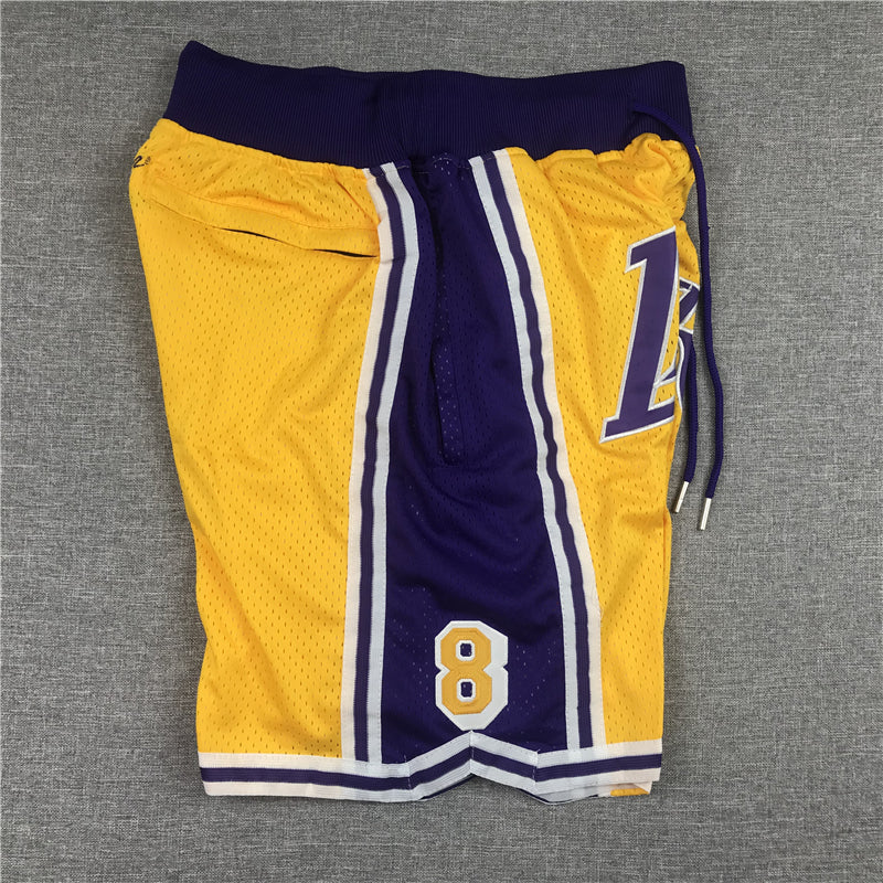 Men's Los Angeles Lakers #8/24 Yellow Basketball Shorts1