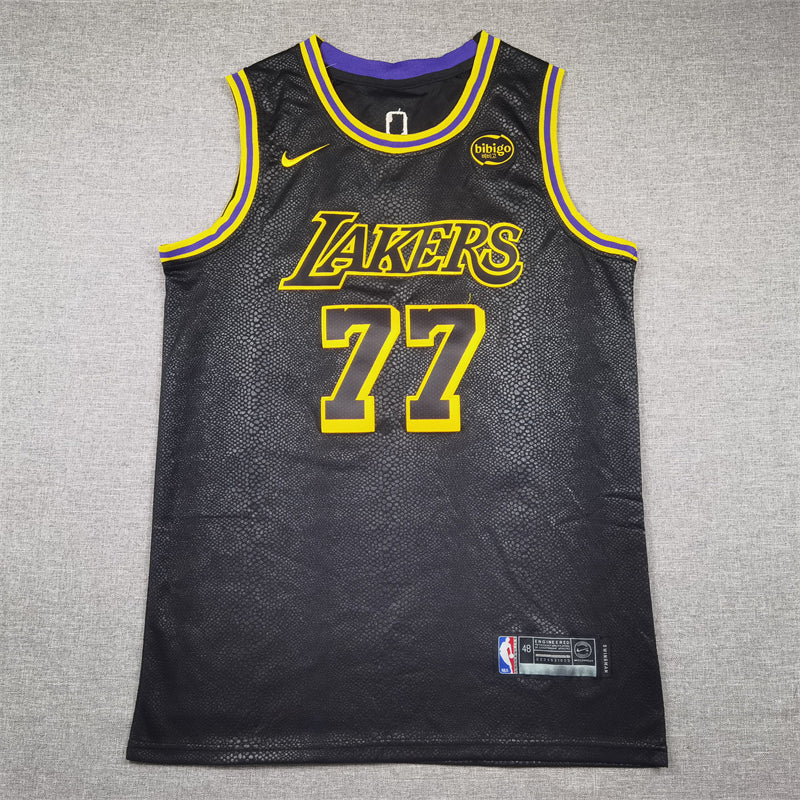 Men's Los Angeles Lakers Luka Doncic #77 Black Swingman Jersey1