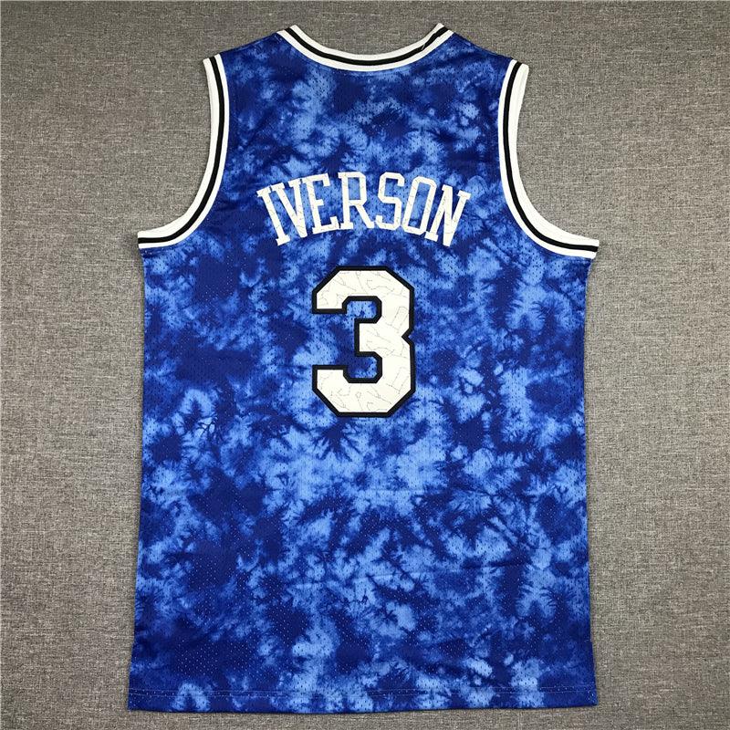 Men's Philadelphia 76ers Allen Iverson #3 Blue Galaxy Swingman Jersey1