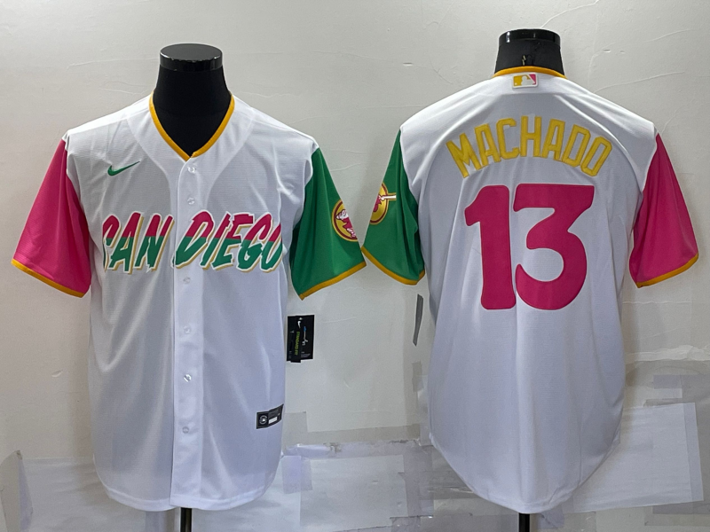 Men's San Diego Padres Manny Machado #13 White Player Game Jersey1