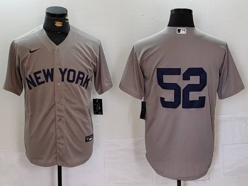 Men's New York Yankees CC Sabathia #52 Gray Replica Player Jersey1